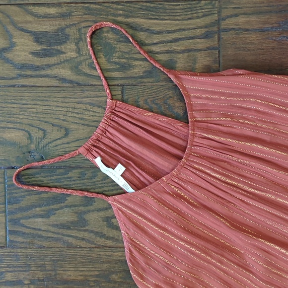 ANTHRO I NWOT Rust Terra Cotta Gauze Tiered Halter Maxi Dress by Frye, L - Picture 5 of 15